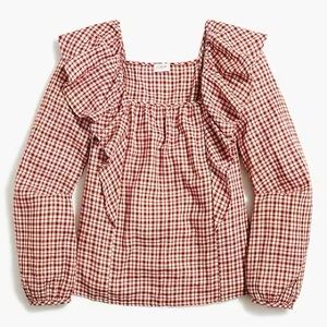 J. Crew Factory NWT Flannel Squareneck Ruffle Top Size Small